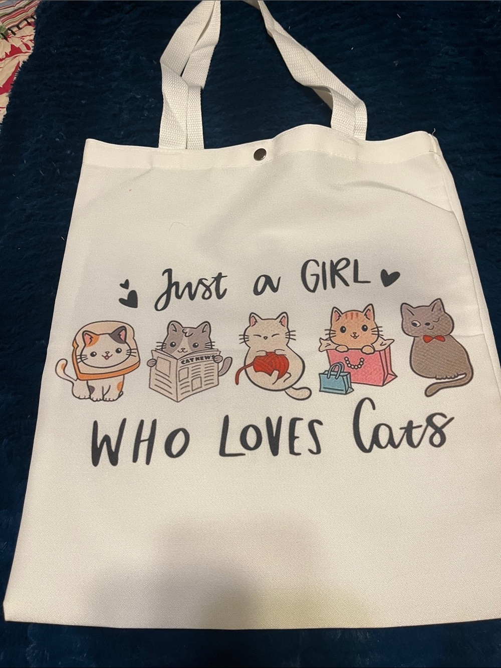 Just a Girl Who Loves Cats White Tote Bag
